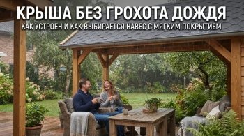 Крыша без грохота дождя: как устроен и как выбирается навес с мягким покрытием