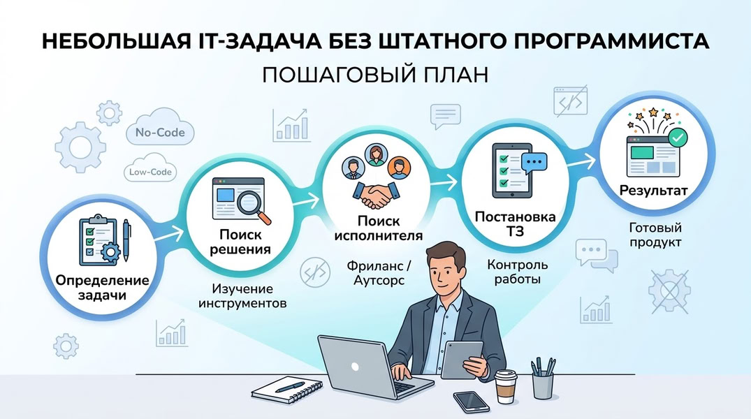 Небольшая IT-задача без штатного программиста: пошаговый план Небольшая IT-задача без штатного программиста: пошаговый план